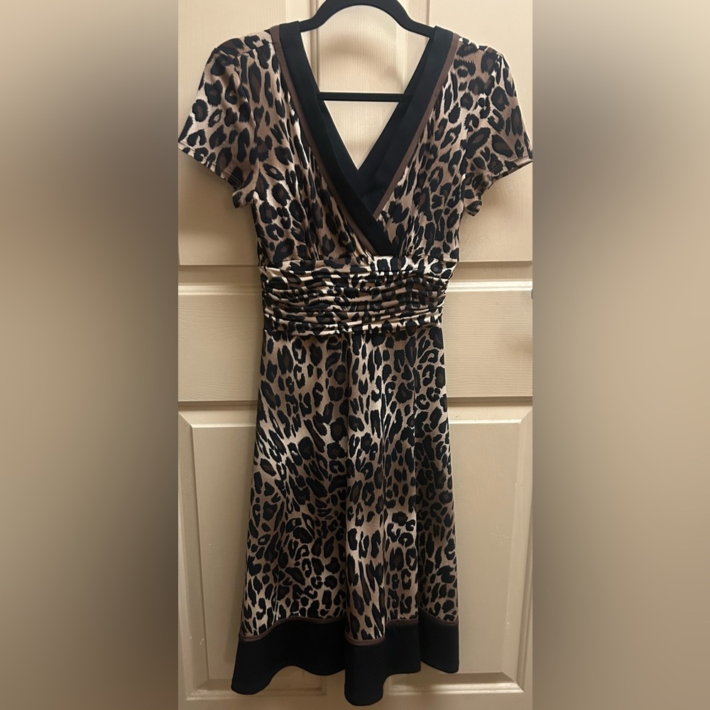 Sandra Darren Animal Print Midi Dress